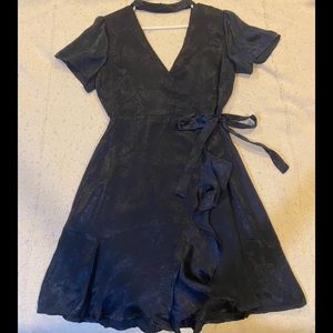 Navy choker wrap dress